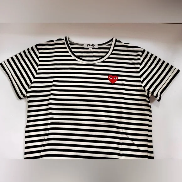 Play Comme des Garcons T Shirt black& white stripe size Large. Never worn. - Picture 2 of 4